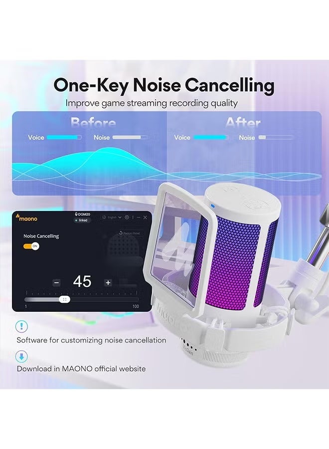 MAONO USB Gaming Microphone with Noise Cancellation, Computer PC Condenser Mic with RGB Light, Mute, Gain, Monitoring for Streaming, Podcast, YouTube, Twitch, Discord, PS5/4, GamerWave DGM20S - Image 2